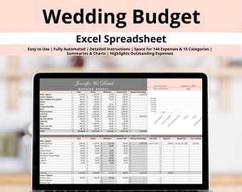 Plantilla de Excel para planificar el presupuesto y la lista de verificación de bodas: seguimiento de gastos, pagos, costos y proveedores.