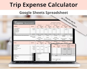 Vacation Cost Splitter Google Sheets Spreadsheet, Shared Trip Expense Calculator, Group Travel Bill Divider