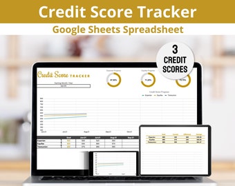 Credit Score Log Tracker to Help Boost, Improve, Repair and Fix a Bad Credit Score, Credit Score Tracking Google Sheets Spreadsheet Template