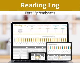 Leeslogboektracker Excel-spreadsheet | Volg je boeken met dit Book Tracker-dagboek | Digitale downloadsjabloon