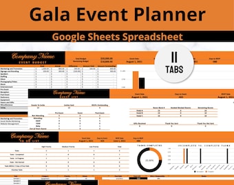 Gala-Veranstaltungsplaner Google Sheets Kalkulationstabellenvorlage für Spendenaktion wie eine Gemeinde, eine Schule, eine Sportmannschaft oder Halloween-Spendenaktion