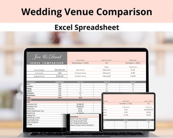 Wedding Venue Comparison Excel Spreadsheet | Compare Wedding Venues Systematically With A Checklist and Assessment Tool | Online Download