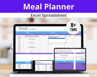 Weekly Meal Planner Template, Prep and Track your Daily Meal Planning for your Family, Editable Digital Meal Organizer with a Shopping List