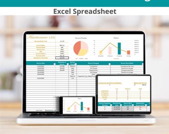 Car Maintenance Logbook Excel Spreadsheet - Log Vehicle Service, Auto Body Repairs & History (Digital Download)