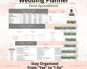 Wedding Planning Excel Spreadsheet Bundle | Wedding Planner for Your Budget, Guests and Checklist | Template Sheets | Instant Download