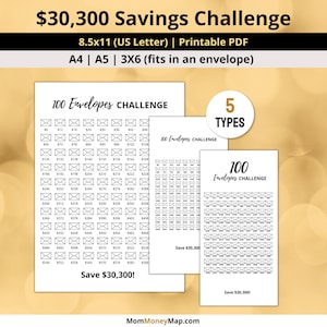30k Savings Challenge Printable PDF, Save 30000 in 100 Days, 100 Envelope 30k Challenge, Save 30k, 30000 Saving Tracker Digital Download