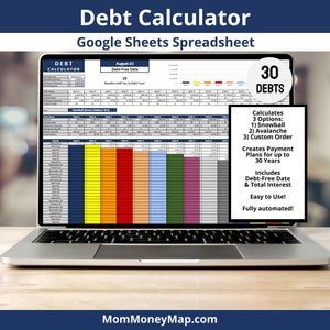 Calculadora de hoja de cálculo de bola de nieve de deuda para Dave Ramsey Snowball, Avalanche o pedido personalizado, con gráficos y fecha libre de deudas, Hojas de cálculo de Google