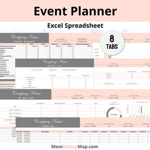 Event Planner Excel Spreadsheet Bundle with A Budget, Guest List, To Do Checklist, Timeline | Party Planning Template | Instant Download