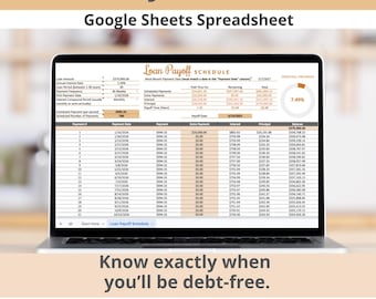 Loan Payoff Calculator Google Sheets Spreadsheet, Debt Free Repayment Tracker, Extra Payment Planner