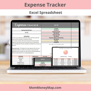 Expense Tracker Excel Spreadsheet | Income and Spending Planner Log Sheet Template | Digital Download