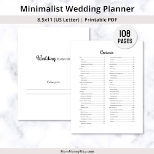 Wedding Planner Printable PDF, Minimalist Wedding Activity Book Journal Plan, Wedding Planning Binder Personalized Template Digital Download