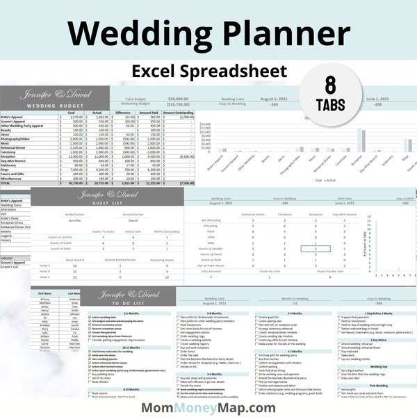 Excel Template Wedding Guest Etsy