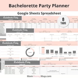 Bachelorette Plan, Hen Party Planning Template, Bridesmaid Party Planner, Bridal Bach Party Planner Guide, Digital Google Sheets Spreadsheet