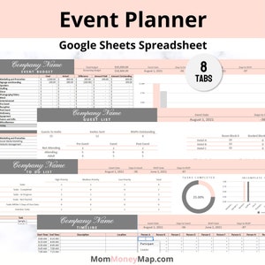 Ereignisplanung Google Sheets Tabelle | Party Planner Template für Event Coordinater und Organisatoren | Google Docs Digitaler Download