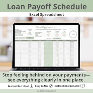 Plantilla de hoja de cálculo de Excel para el cronograma de amortización de hipotecas, cronograma de pago de préstamos, planificador de pagos de préstamos en Excel, organizador de deudas, hoja de registro de deudas