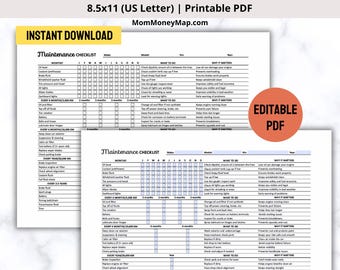 Car Maintenance Checklist Printable PDF, Vehicle Service Log, Auto Preventive Repair Tracker
