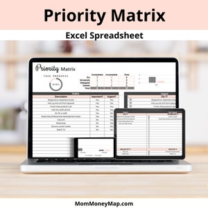 Priority Matrix Planner using the Eisenhower Method to Manage Work Organization, Priorities and Time Management, Digital Excel Spreadsheet