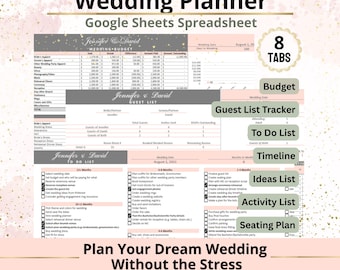 Wedding Planning Bundle Google Sheets Spreadsheet - Plan Budget, Guest List, Checklist, Timeline (Digital Download)