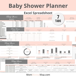 Baby Shower Planner Template, Baby Shower Party Planning Event Budget Tracker and Checklist for Shower Planning for Hosts, Excel Spreadsheet