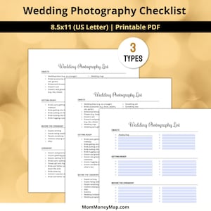 Lista de fotos para fotografías de bodas, lista de fotos para tu fotógrafo de bodas, lista de verificación para sesiones de fotos de bodas (PDF imprimible digital)
