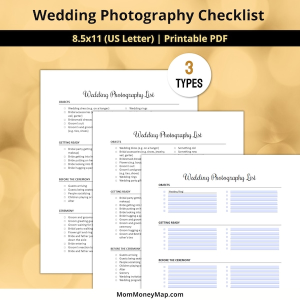 Wedding Photography Shot List, Wedding Photo List for your Wedding Photographer, Wedding Photo Shoot List Checklist Digital Printable PDF