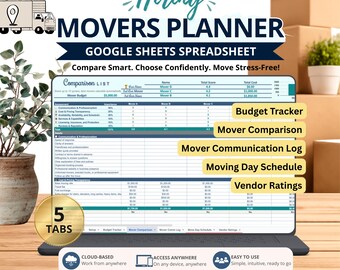 Hiring Movers Planner Google Sheets Spreadsheet Template for Comparing Moving Companies, Quotes and Services