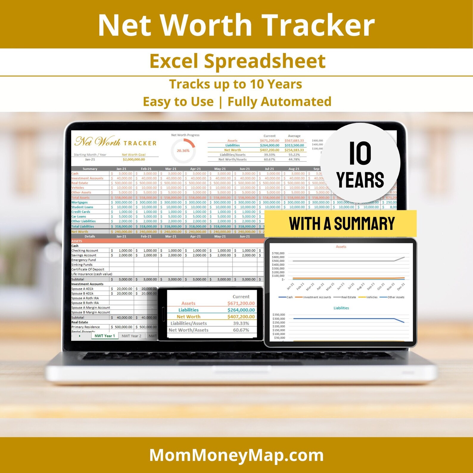 Net Worth Tracker Spreadsheet Template, Financial Net Worth Excel Worksheet Statement Calculator
