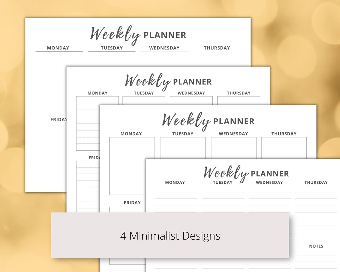 Weekly Planner Landscape Printable PDF, Weekly Calendar Print, Weekly ...