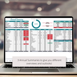 3 Monthly Budget Google Sheets Spreadsheets Planner Template, Plan and Track your 3 Budgets per Month Digitally, Includes an Annual Summary image 7