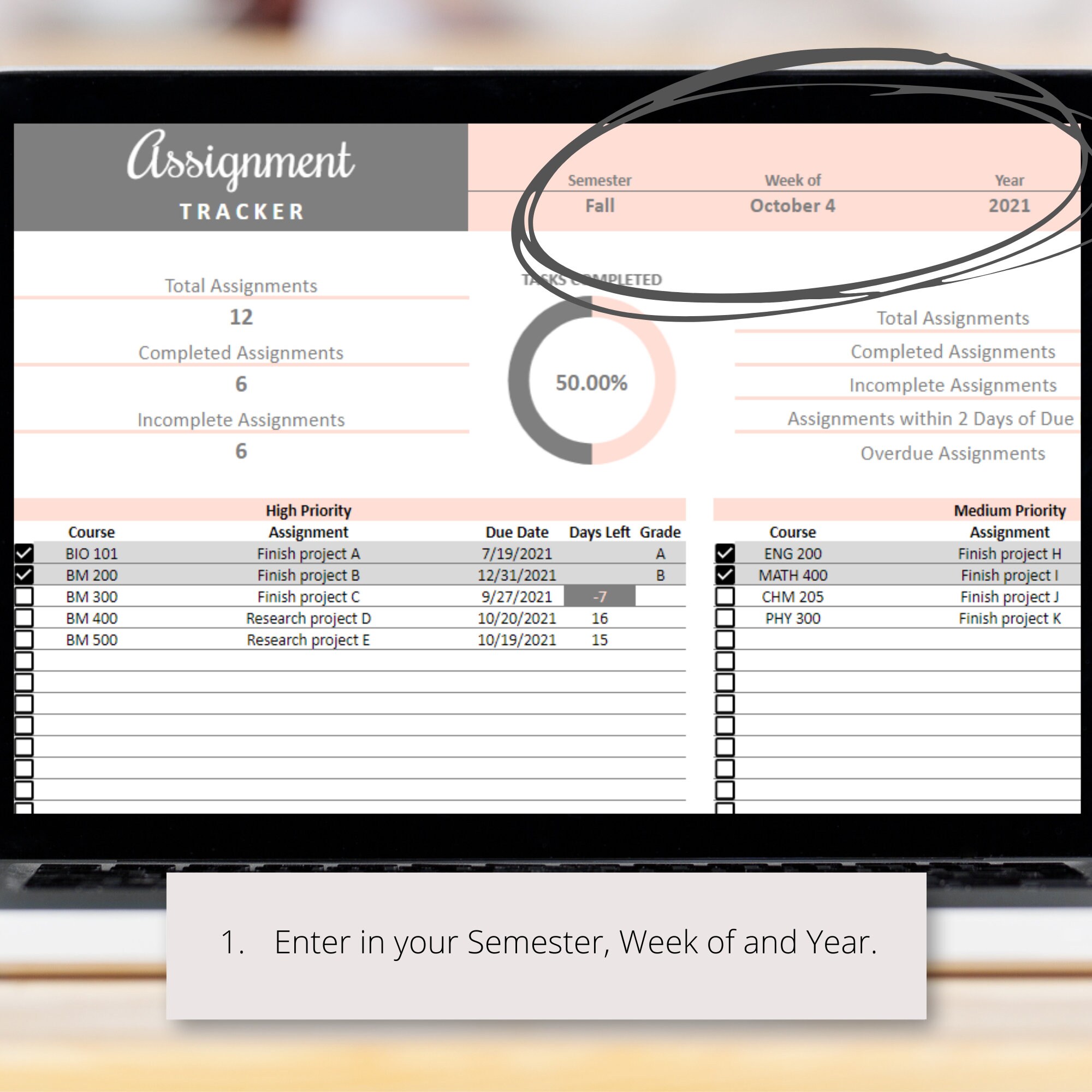 Assignment Tracker Google Sheets Spreadsheet Template | Homework ...