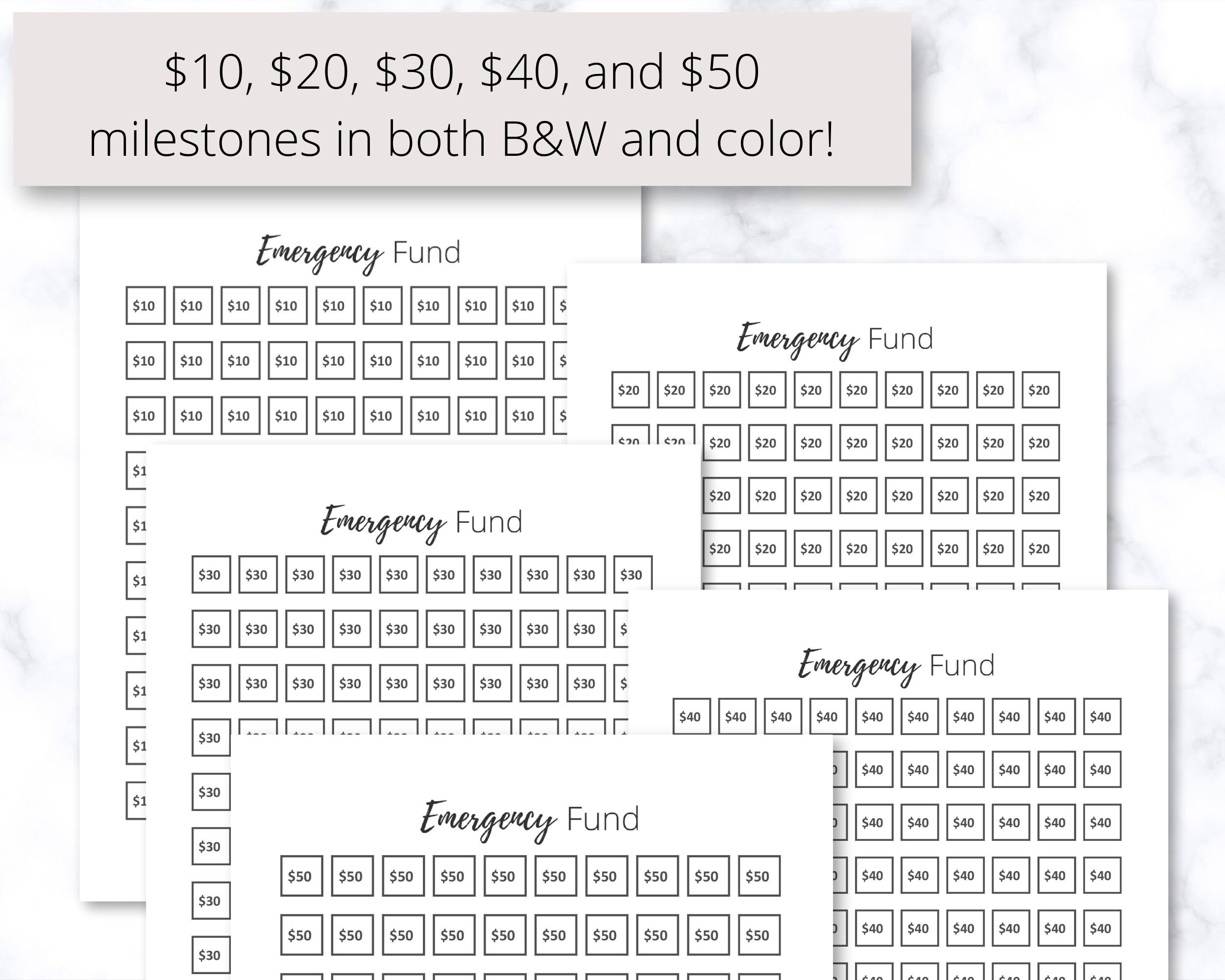 Emergency Fund Tracker Chart Printable PDF, Track Your Savings Progress ...
