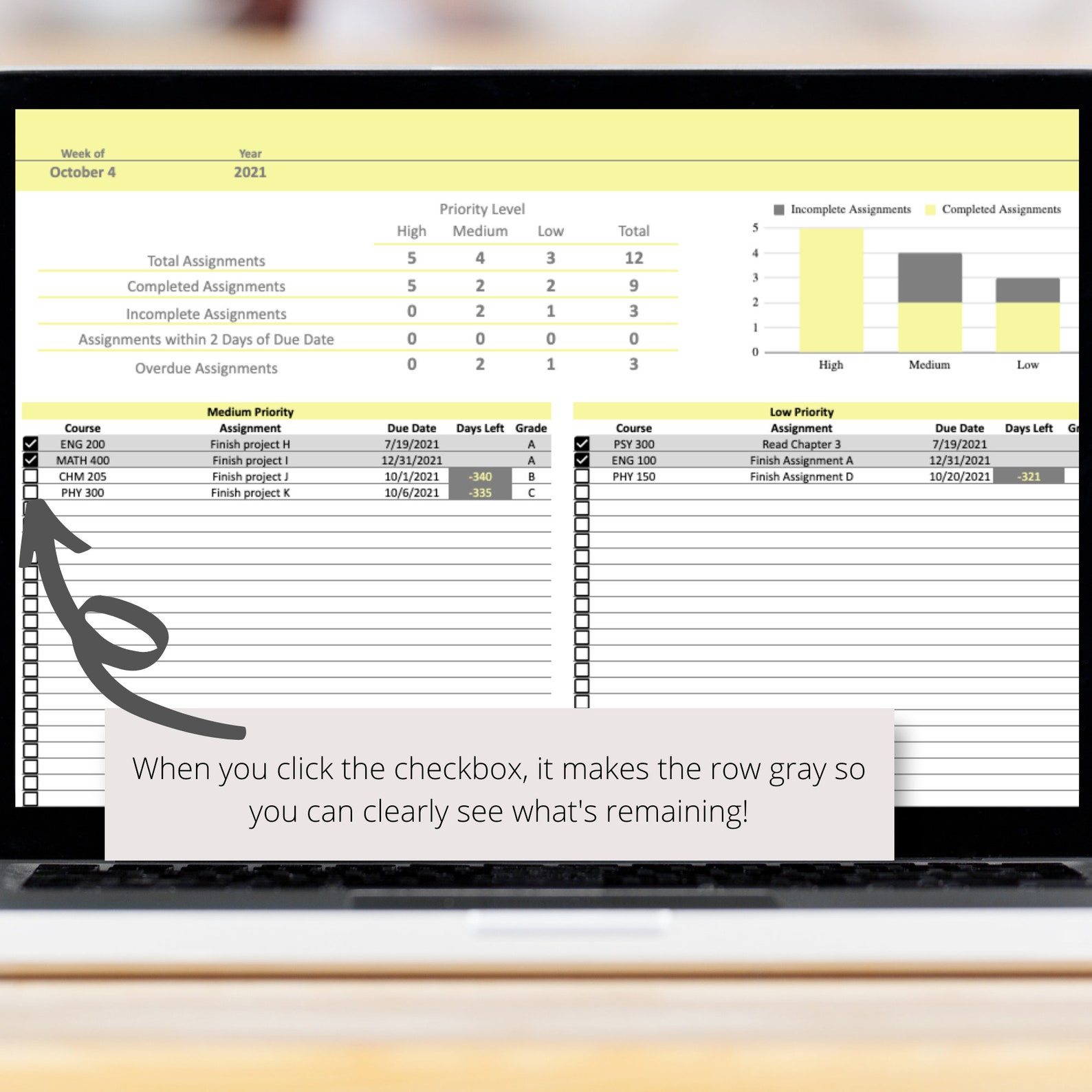 Homework Study Tracker Google Sheets Spreadsheet Template, Student ...