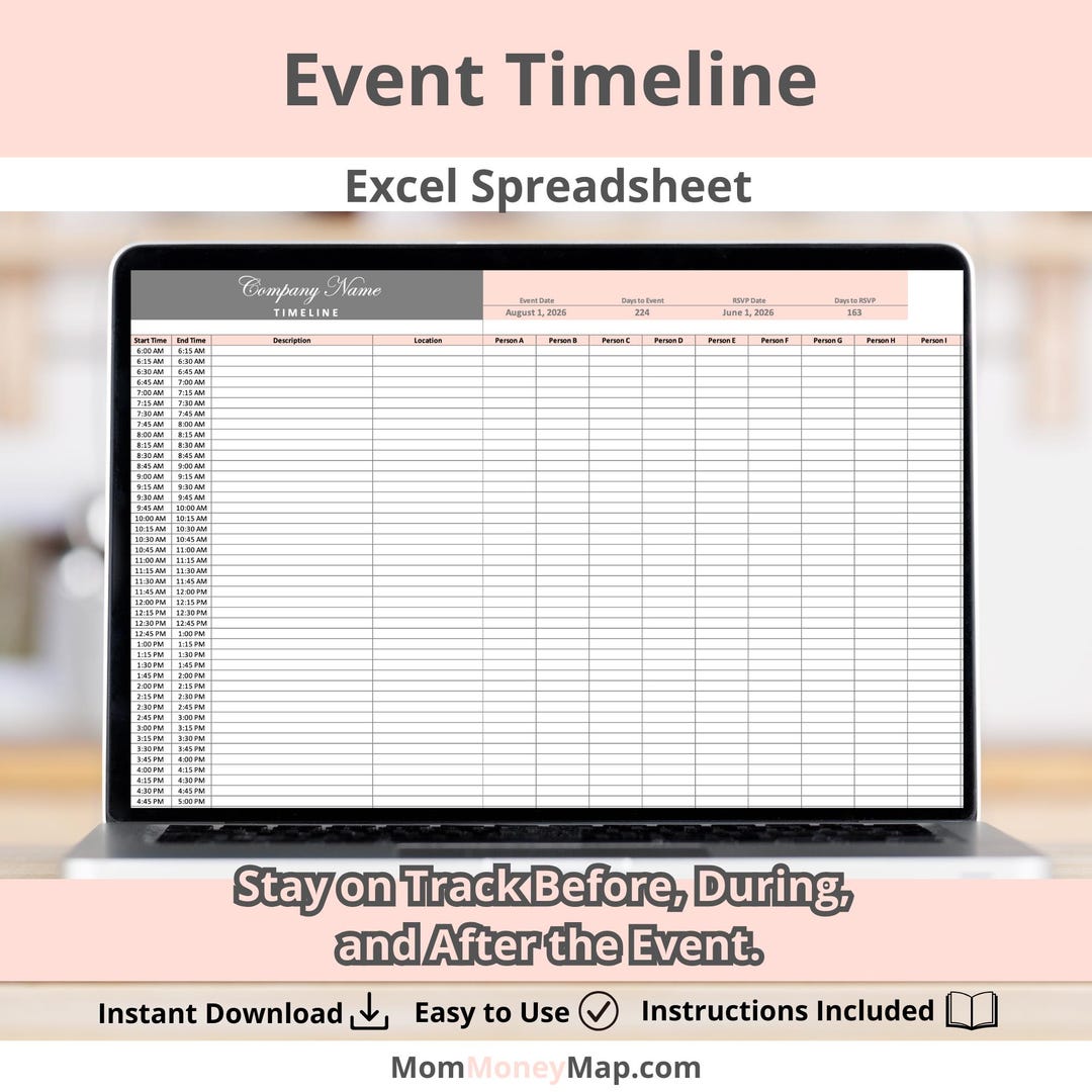 Spreadsheet Weekly Timeline Example Event Timeline Excel Spreadsheet, Event Schedule Planner, Event ...
