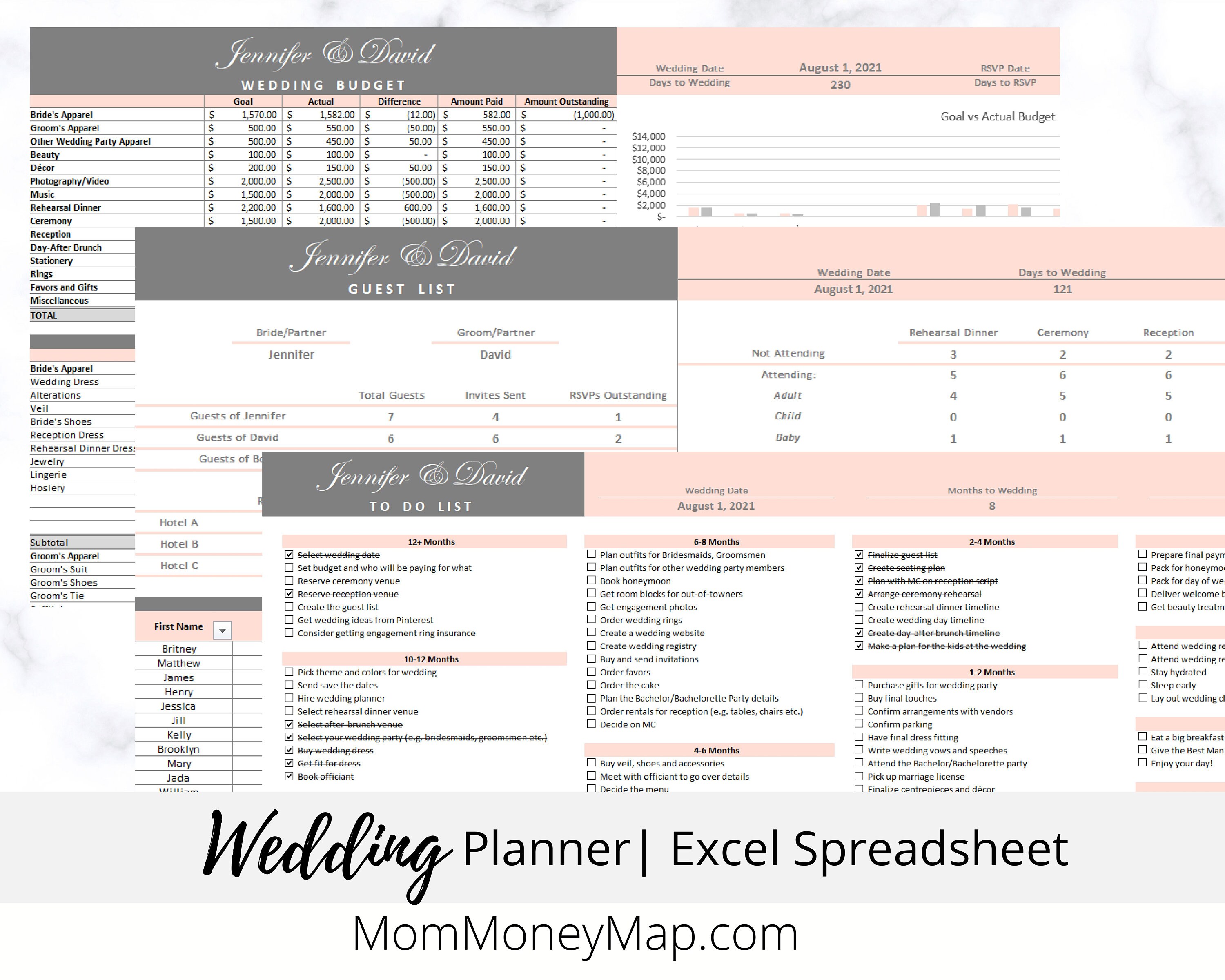 Wedding Planning Excel Spreadsheet Bundle Wedding Planner Etsy