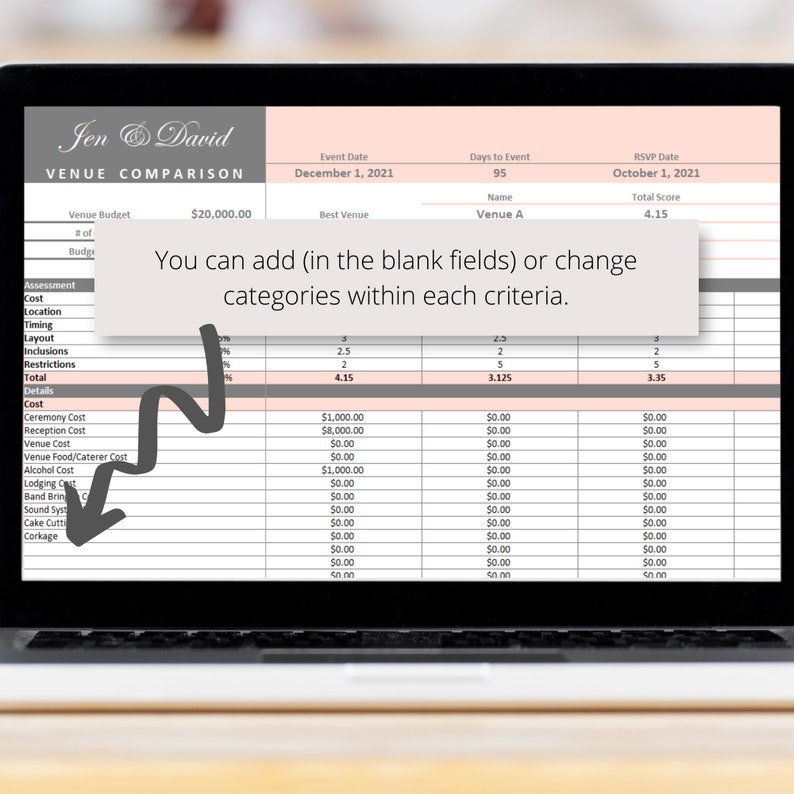 Wedding Venue Comparison Excel Spreadsheet | Compare Wedding Venues ...