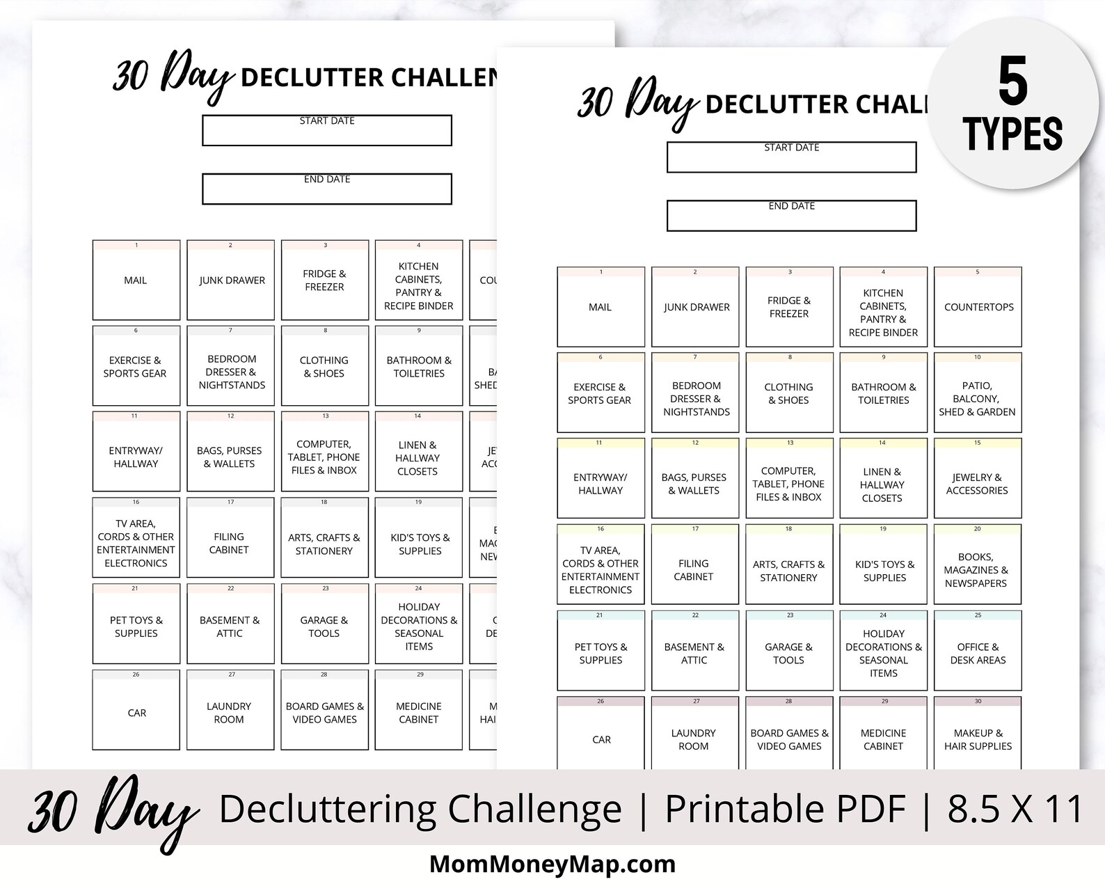 30 Day Declutter Challenge Printable Declutter Tracker Etsy