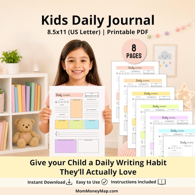Kids Daily Journal, Printable Kids Journal, DIY Journal Pages for Kids ...