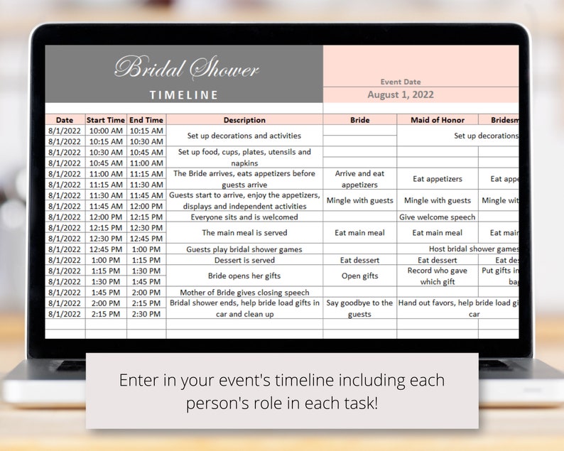 Bridal Shower Planner Excel Spreadsheet Template Bridal Etsy