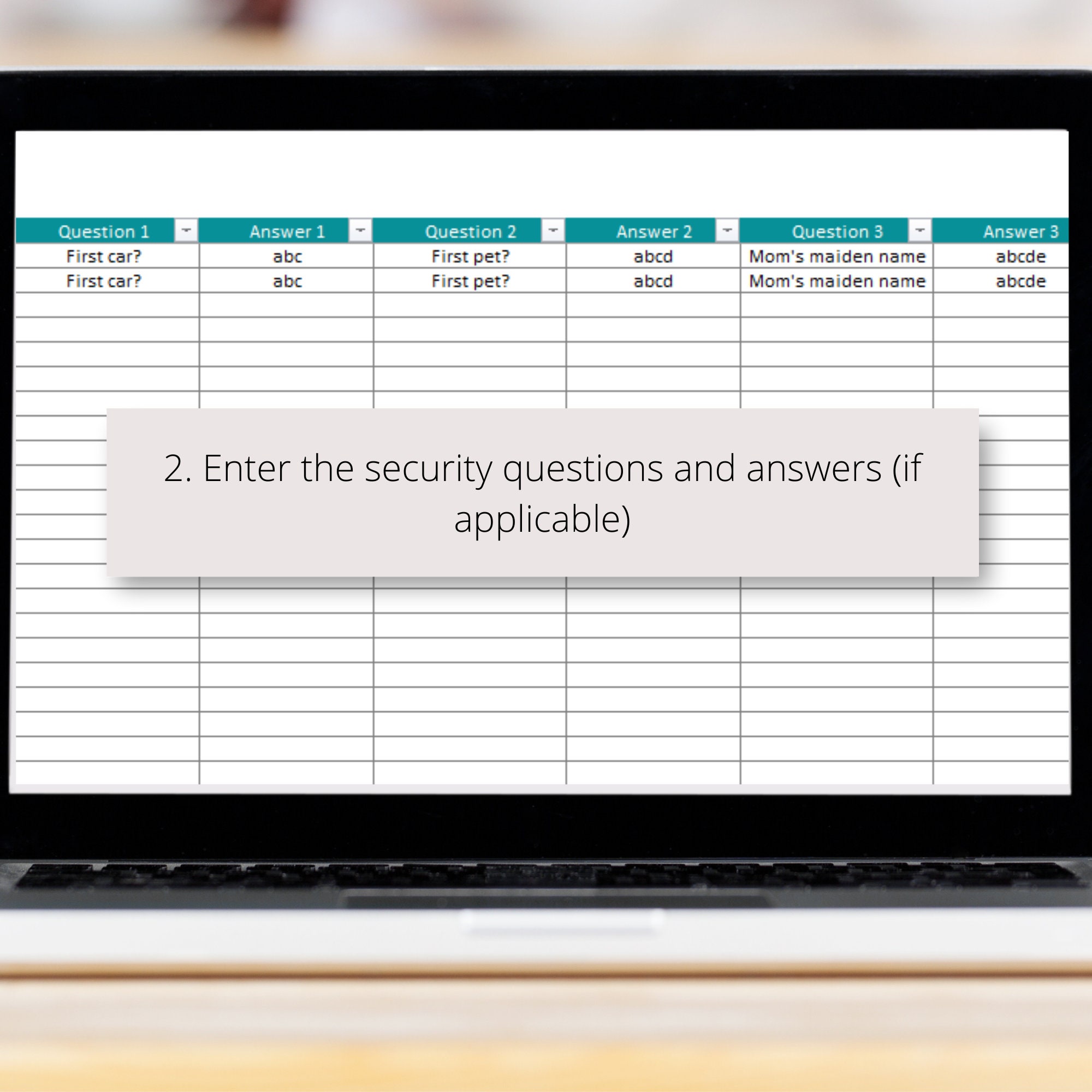 Password Keeper Excel Spreadsheet, Login and Account Organizer Template ...