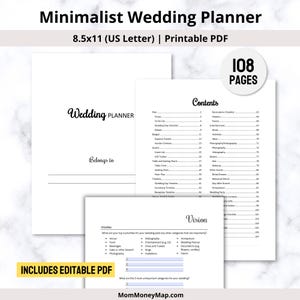 Wedding Planner Printable PDF, Minimalist Wedding Activity Book Journal Plan, Wedding Planning Binder Personalized Template Digital Download