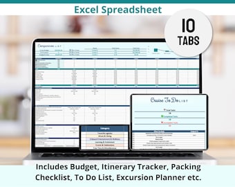 Cruising Planner Excel Spreadsheet | Cruise Travel Planning | Cruise Vacation Planning Template in Excel | Cruise Trip Organizer Excel Sheet