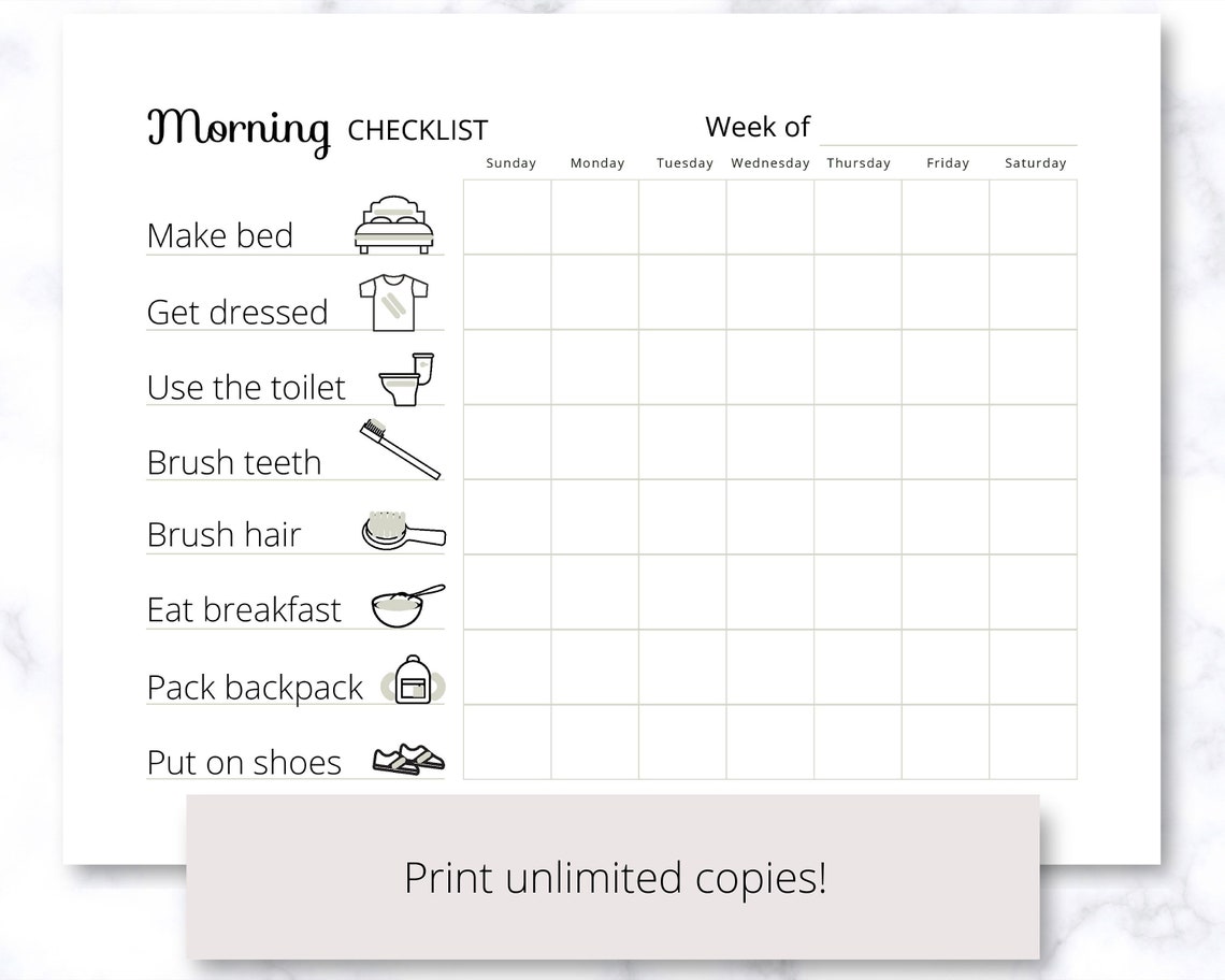 Boy Morning Routine Checklist Kids Morning Routine, Kids Morning Checklist, Morning Routine Chart for ...