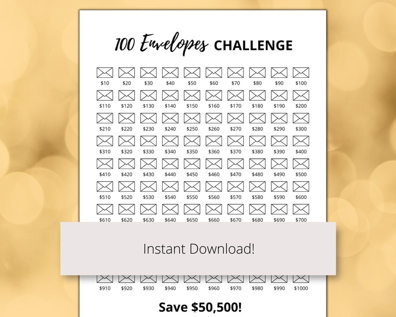 50k Savings Challenge Printable PDF Save 50000 in 100 Days - Etsy