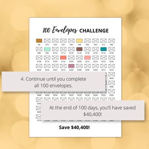 40k Savings Challenge Printable PDF, Save 40000 in 100 Days, 100 ...