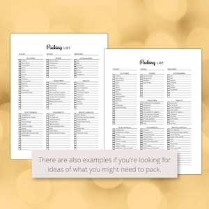 Blank Packing List Printable PDF for Travel, Editable Vacation Packing ...