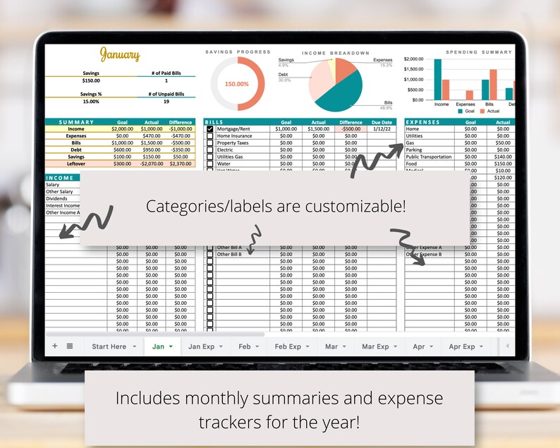 Simple Budget Google Sheets Spreadsheet Template, Personal Paycheck ...