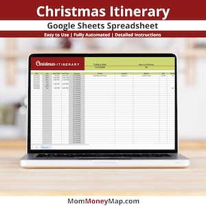 Christmas Itinerary Google Sheets Spreadsheet Template, Christmas Holiday Event Timeline, Holiday Planner for Xmas, Christmas Event Tracker