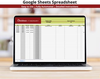 Christmas Itinerary Google Sheets Spreadsheet, Holiday Event Timeline Planner, Xmas Schedule Tracker Template