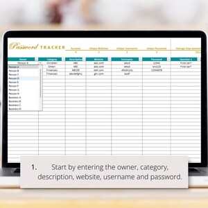 Editable Password Log Excel Spreadsheet, Account and Login Organizer ...