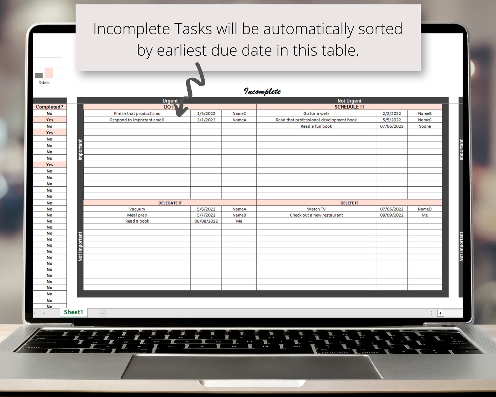 Task Priority Matrix Planner Using the Urgent-important Quadrants ...